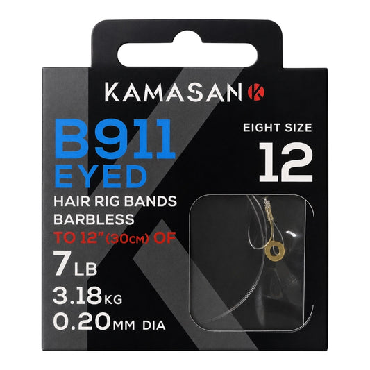 Kamasan B911 Eyed Hair Rig Bands Barbless Hooks