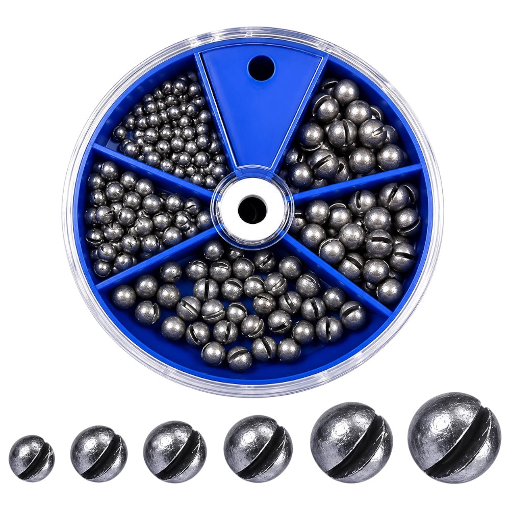 205pcs Fishing Weights Sinkers Kit Lead Split Shot Fishing Line Sinkers 5 Sizes