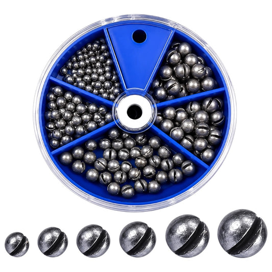 205pcs Fishing Weights Sinkers Kit Lead Split Shot Fishing Line Sinkers 5 Sizes