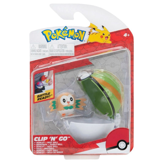 Pokémon Clip 'N' Go toy set in packaging with Poké Ball logo.