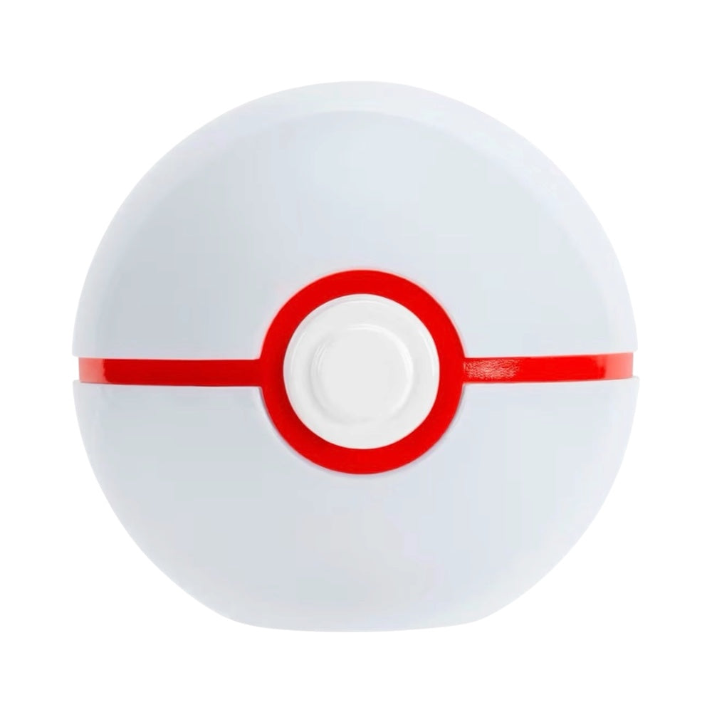 A white spherical device with a red horizontal band and a red-and-white center button, shown on a plain white background.