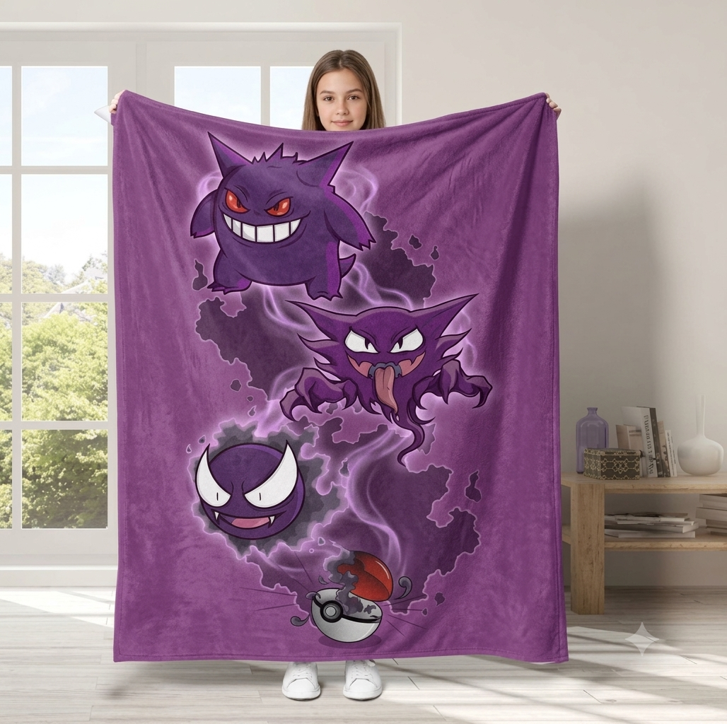 Pokémon Gastly Evolutions Soft Blanket Large 150 x 130cm