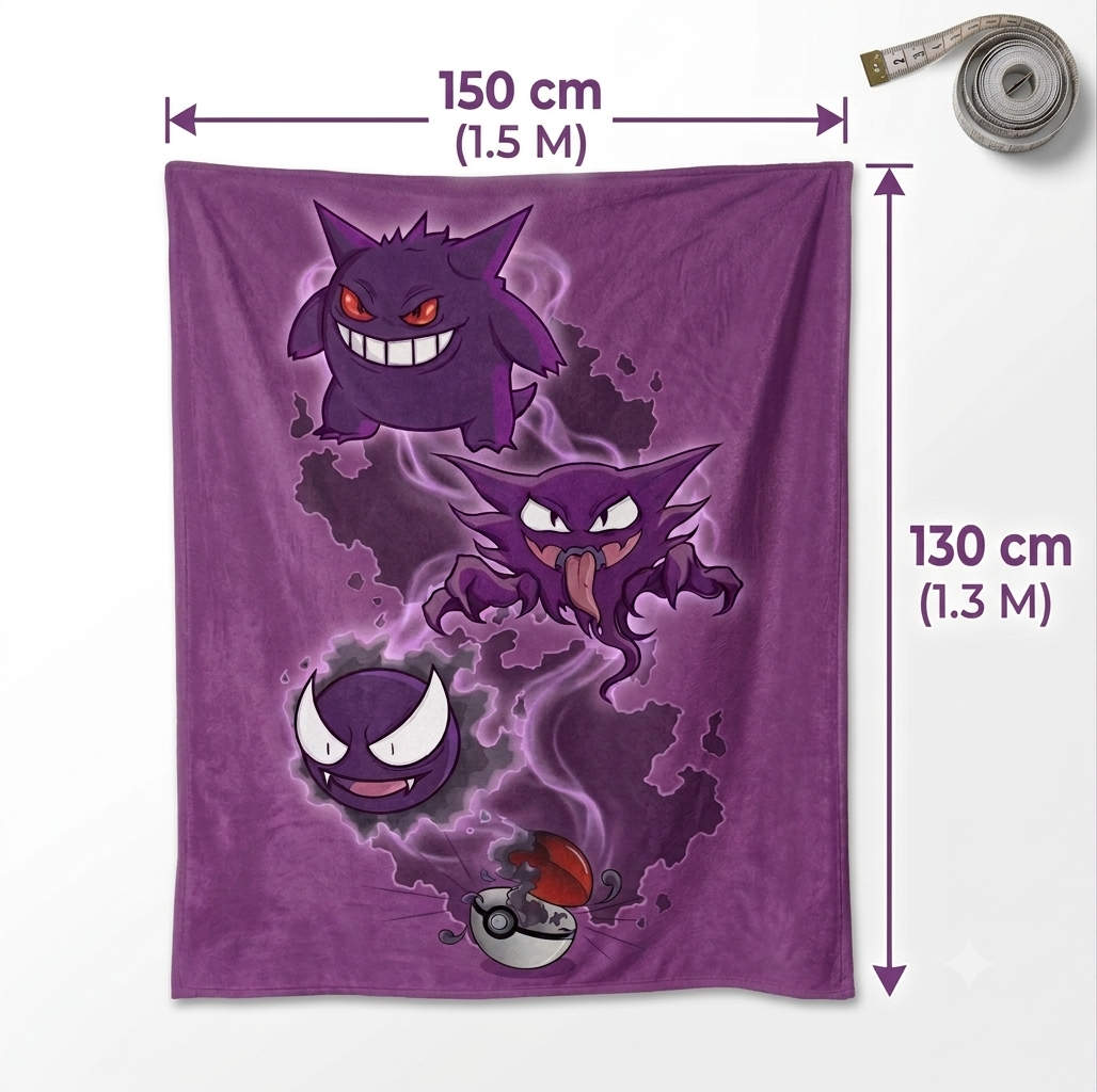 Pokémon Gastly Evolutions Soft Blanket Large 150 x 130cm