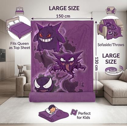 Pokémon Gastly Evolutions Soft Blanket Large 150 x 130cm