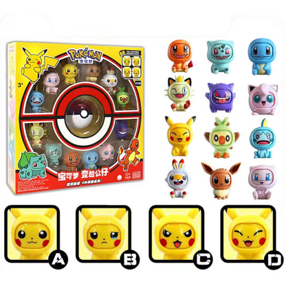 Pokemon Changing Face Figures 12 Piece Set Mini Figures Collectible Kids Toy Gift