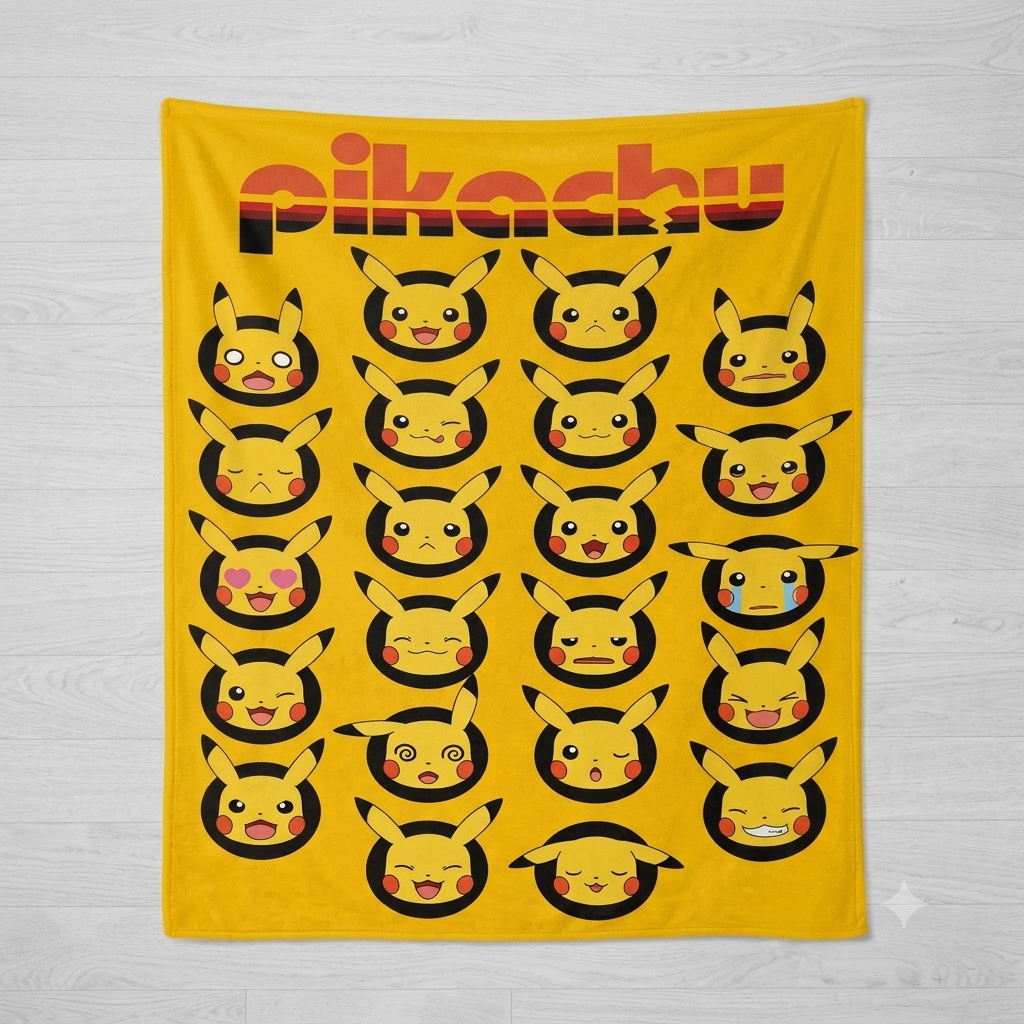 Pokémon Pikachu Faces Soft Blanket Large 150 x 130cm