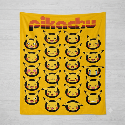Pokémon Pikachu Faces Soft Blanket Large 150 x 130cm