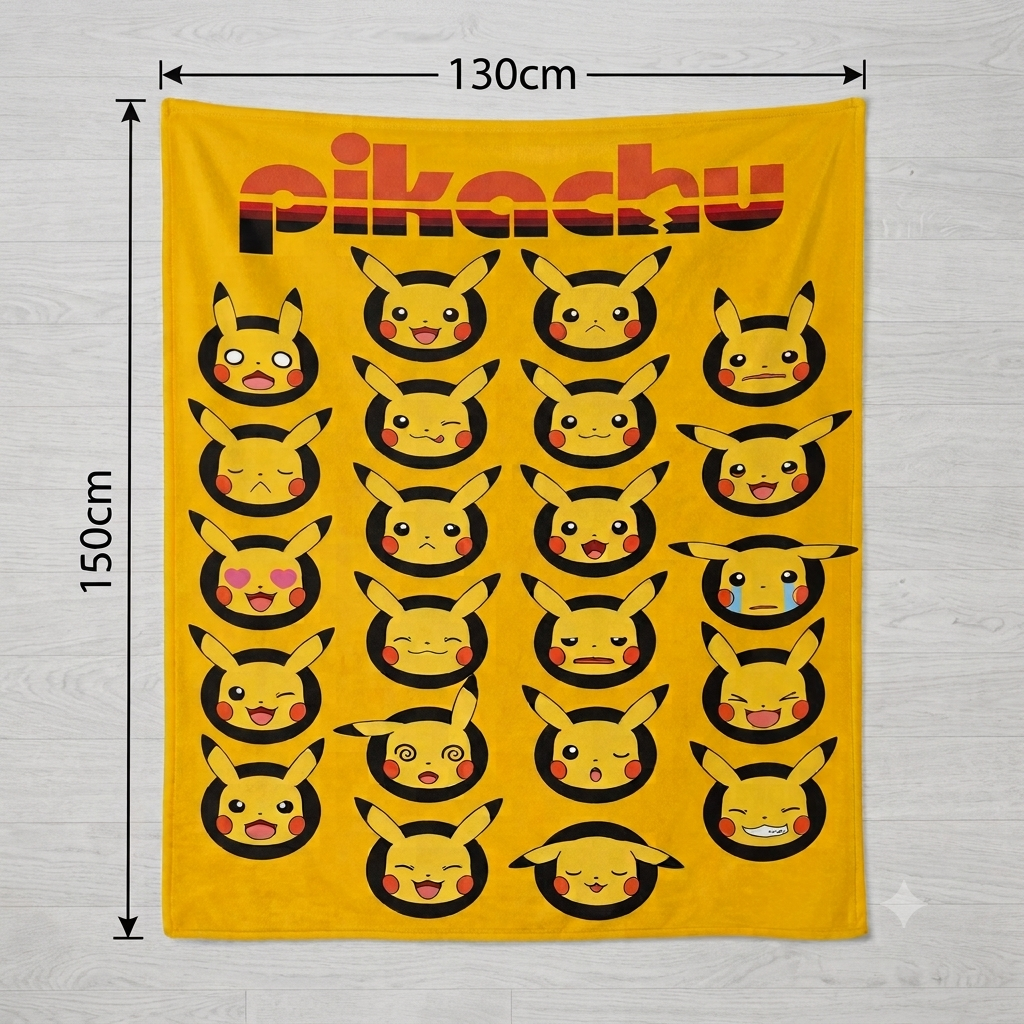 Pokémon Pikachu Faces Soft Blanket Large 150 x 130cm