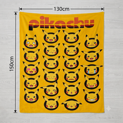 Pokémon Pikachu Faces Soft Blanket Large 150 x 130cm