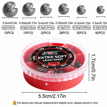FTK Extra Soft Lead Shot Split Shot Sinkers 50g Assorted Weights Fishing Tackle
