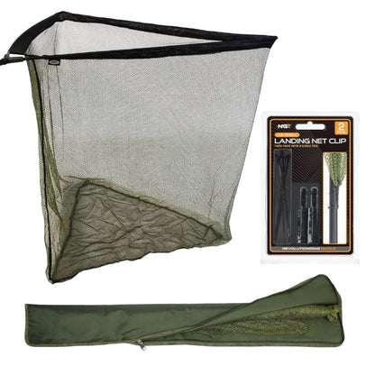 NGT 42" Carp Pike Landing Net Bundle PVC Stink Bag Net Clips Specimen Fishing