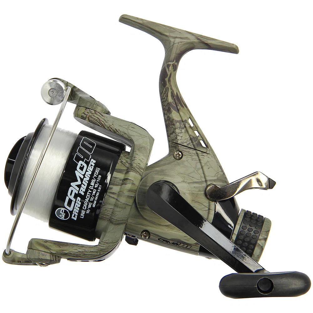 Angling Pursuits Camo 40 3BB Carp Runner Reel with 12lb Line and Spare Spool