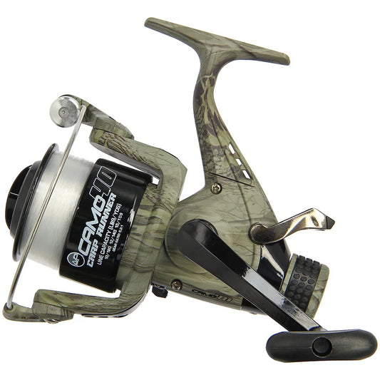 Angling Pursuits Camo 40 3BB Carp Runner Reel with 12lb Line and Spare Spool