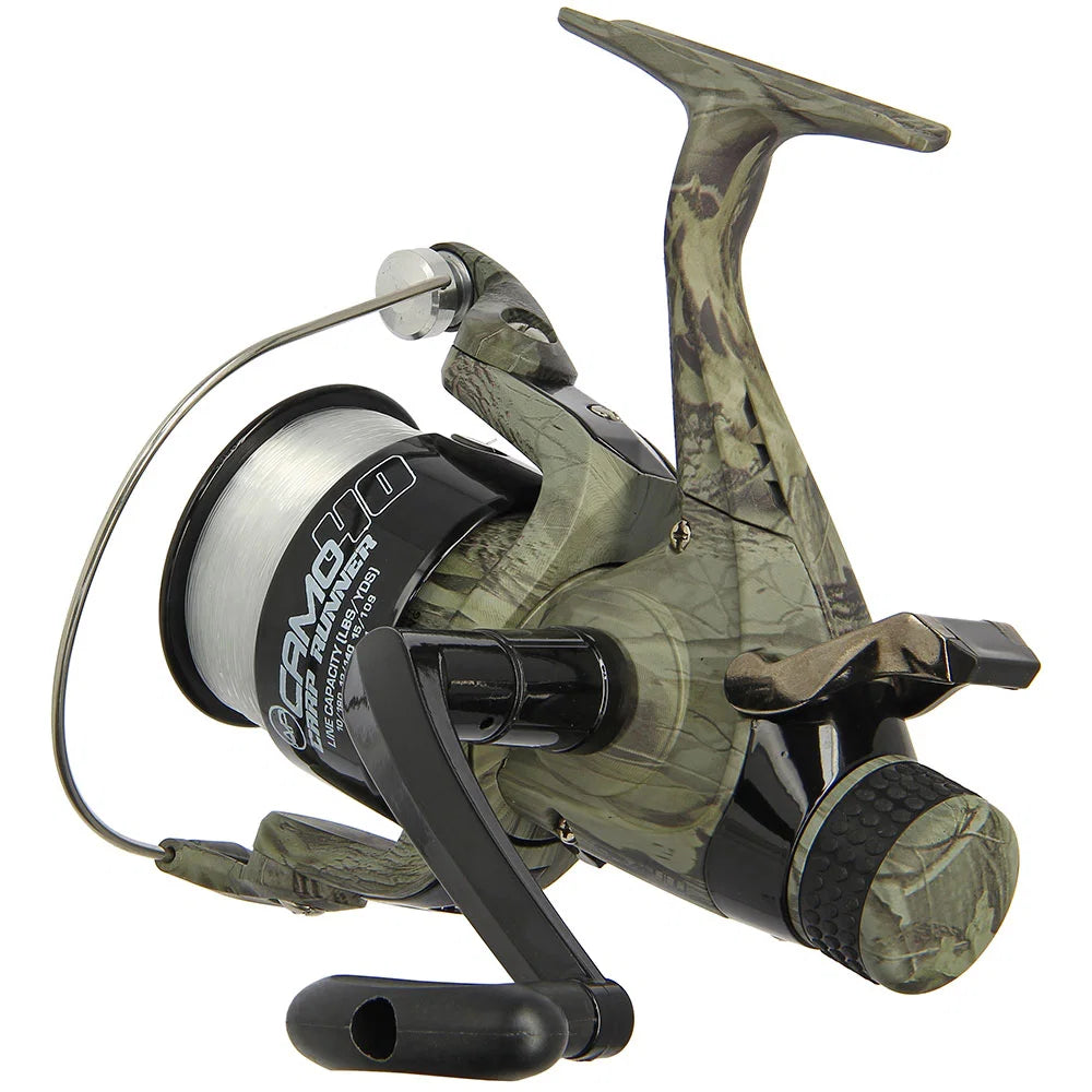 Angling Pursuits Camo 40 3BB Carp Runner Reel with 12lb Line and Spare Spool