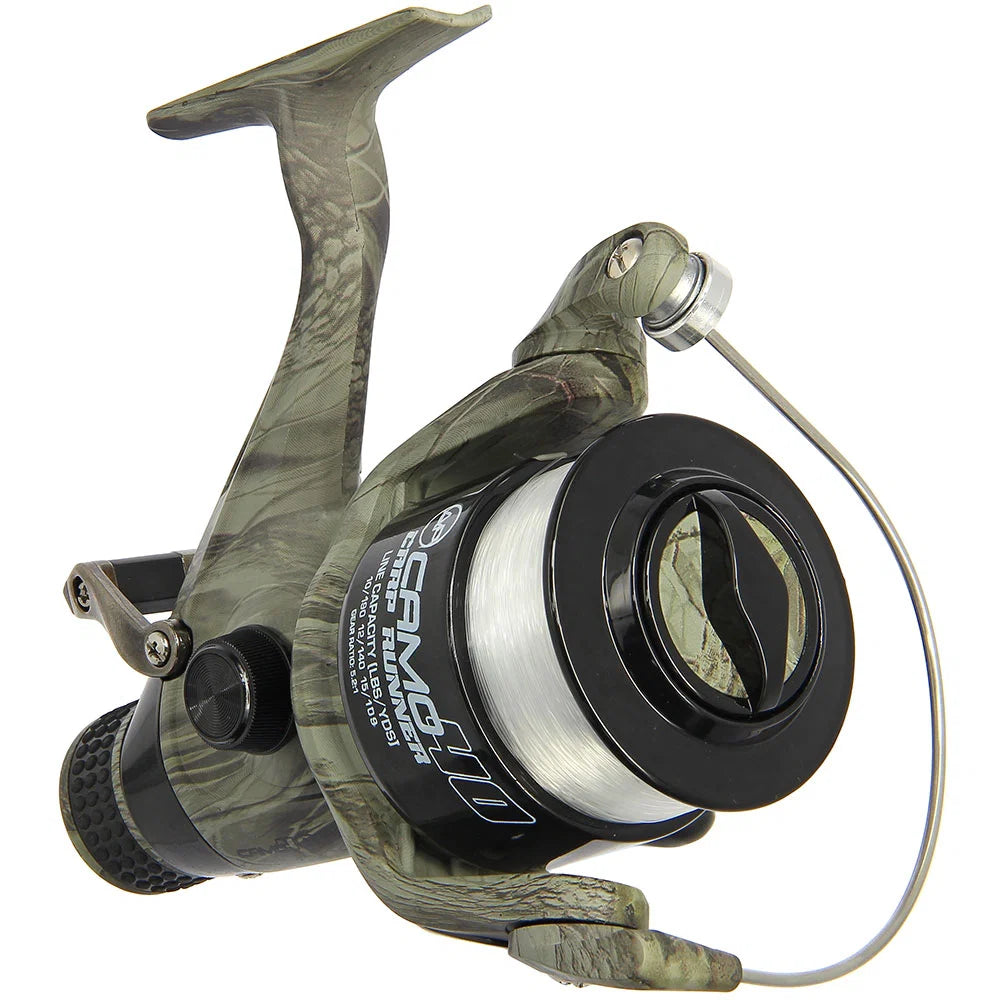Angling Pursuits Camo 40 3BB Carp Runner Reel with 12lb Line and Spare Spool