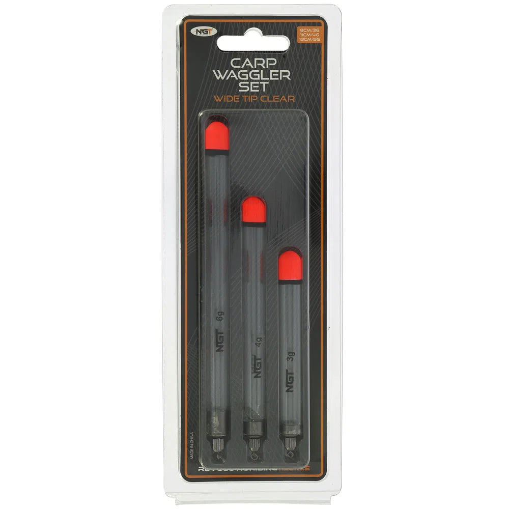NGT 3 Pack Carp Waggler Floats 9cm 3g 11cm 4g and 13cm 6g Mixed Pack