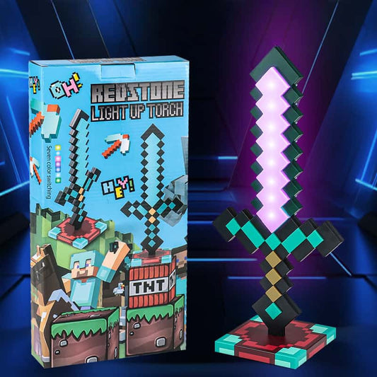 Minecraft Redstone Light Up Torch Sword Desktop Bedside Lamp 7 Colours