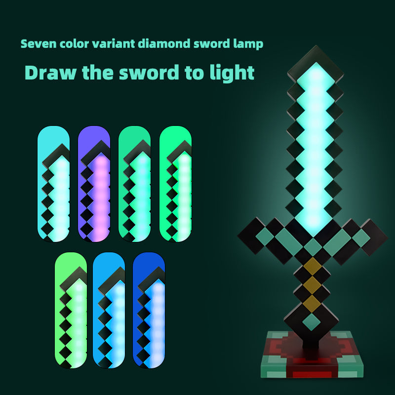 Minecraft Redstone Light Up Torch Sword Desktop Bedside Lamp 7 Colours