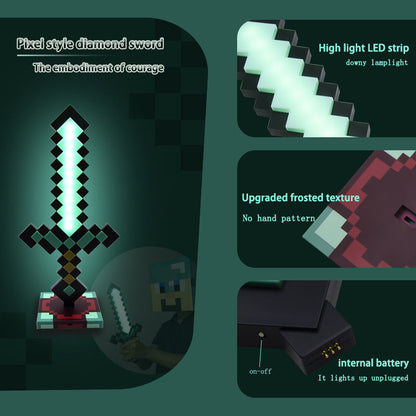 Minecraft Redstone Light Up Torch Sword Desktop Bedside Lamp 7 Colours