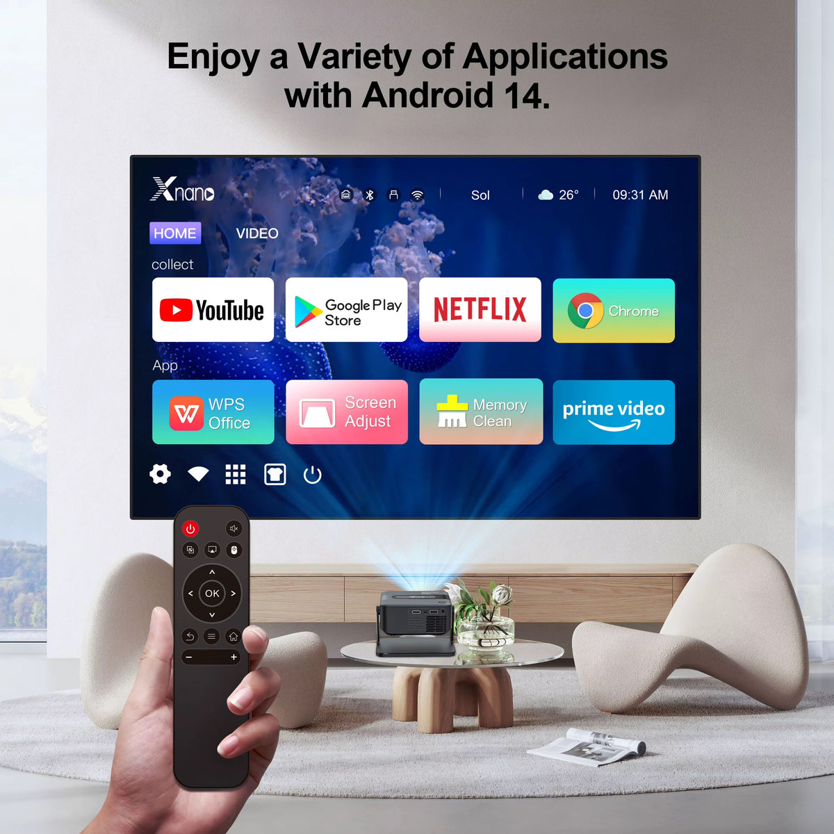 Xnano HA109 4K Smart Home Projector with WiFi and Bluetooth