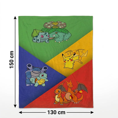 Pokémon Kanto Starters Evolutions Soft Blanket Large 150 x 130cm