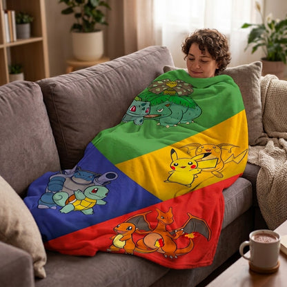 Pokémon Kanto Starters Evolutions Soft Blanket Large 150 x 130cm
