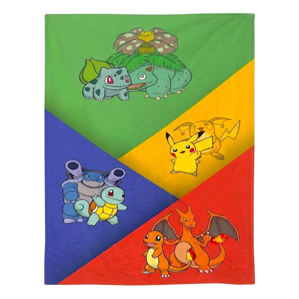 Pokémon Kanto Starters Evolutions Soft Blanket Large 150 x 130cm
