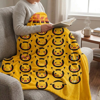 Pokémon Pikachu Faces Soft Blanket Large 150 x 130cm