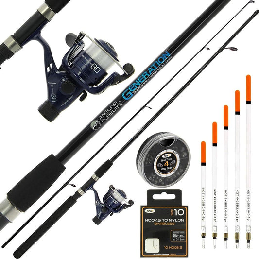 NGT Generation Combo 7ft 2 Piece Rod & Reel Fishing Set With Tackle Floats Shots Hooks