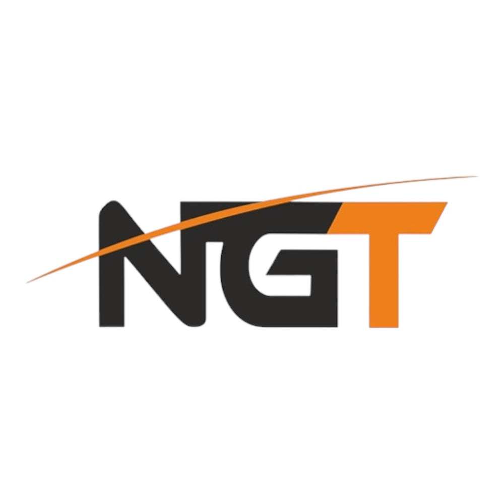 The logo for NGT features the letters 'N', 'G', and 'T' in bold black and orange, separated by a thin orange diagonal line sweeping across the top. The 'T' is orange, while 'N' and 'G' are black, all set against a plain white background.