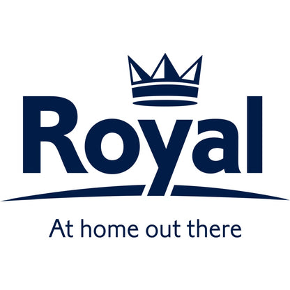 Royal brand logo with a crown on a white background