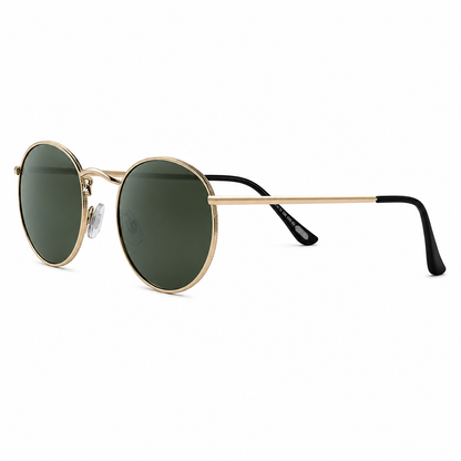 Zippo Metal Panto Round Sunglasses Gold Frame with UV400 Lenses