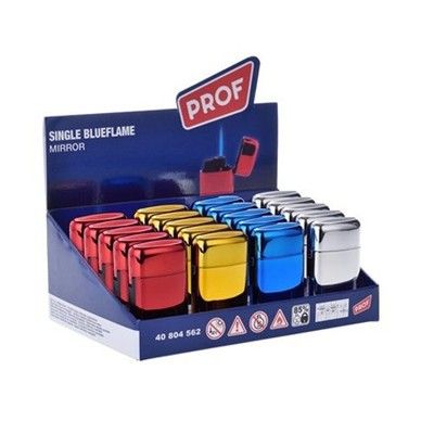 PROF Single Blue Flame Mirror Lighter Refillable Adjustable Windproof Jet Flame