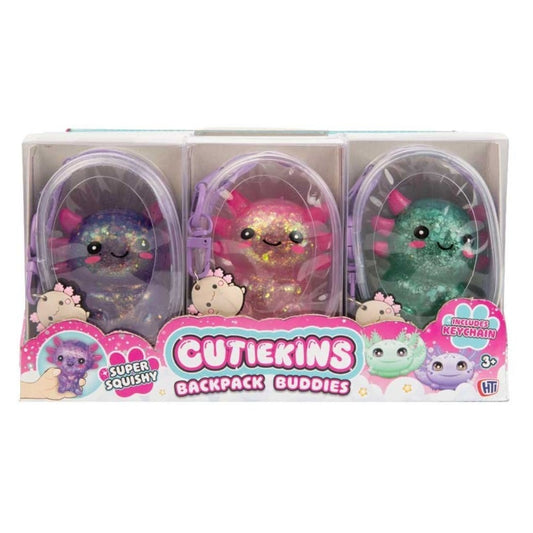Cutiekins Backpack Buddies Axolotl Glitter Squishy Toy Mini Backpack Sensory Fidget Toy