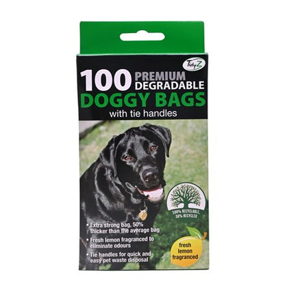 Tidy Z 100 Strong Dog Poo Bags Tie Handles Extra Thick Pet Waste Poop Disposal Bags